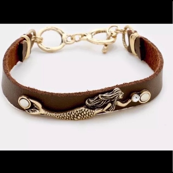 Mermaid vintage Leather Style Toggle bracelet - Picture 3 of 4